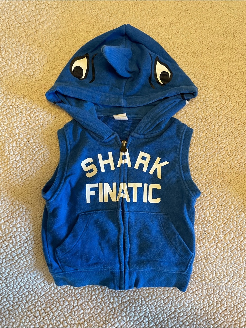 Shark Finatic Blue Kids Hooded Vest. 18-24 months